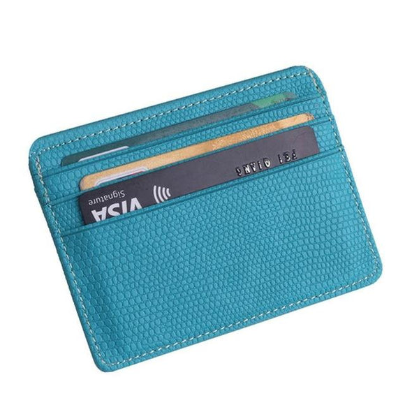 NNEDSZ Lizard Pattern Pu Leather Card Holder Compact Bank Card Set - Sky Blue