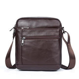 NNEDSZ Men Cowhide Leather Crossbody Bag Vertical Shoulder Business Bag Coffee