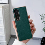 NNEDSZ Star Series Nano Electroplating Pu Case For Samsung Galaxy Z Fold 4 - Forest Green