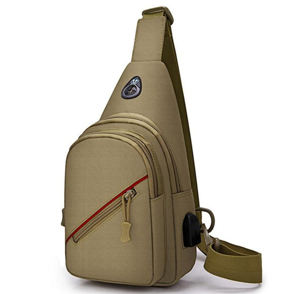 NNEDSZ Men Oxford Cloth Crossbody Chest Bag Outdoor Leisure Single Shoulder Bag - Brown