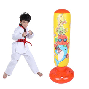 NNEDSZ Children'S Inflatable Vertical Boxing Column - Cartoon Underwater Animal Pattern - 1.25M Height - Yellow