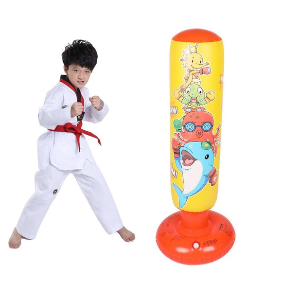 NNEDSZ Children'S Inflatable Vertical Boxing Column - Cartoon Underwater Animal Pattern - 1.25M Height - Yellow