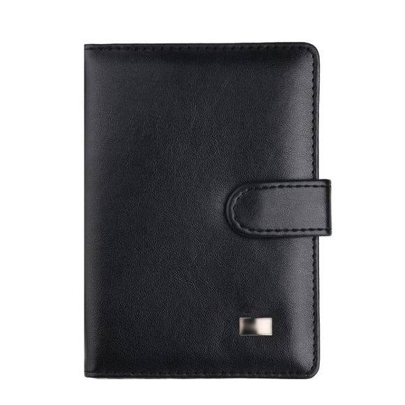 NNEDSZ Passport & Card Holder With Buckle Clip Pu Protection - Black