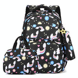 NNEDSZ Kids Backpack Set with Lunch Bag & Pencil Case - 3 in 1 - Black