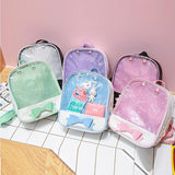 NNEDSZ Mini Clear Kids Backpack with Bow - Perfect for School - Blue
