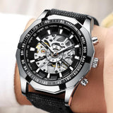 NNEDSZ Stylish Men Automatic Mechanical Watch With Steel Band - Black
