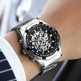 NNEDSZ Stylish Men Automatic Mechanical Watch With Steel Band - Black
