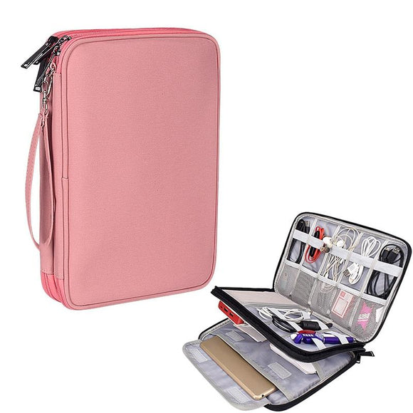 NNEDSZ Waterproof Multi-function Storage Bag for Digital Accessories Earphones and Data Cables - Pink