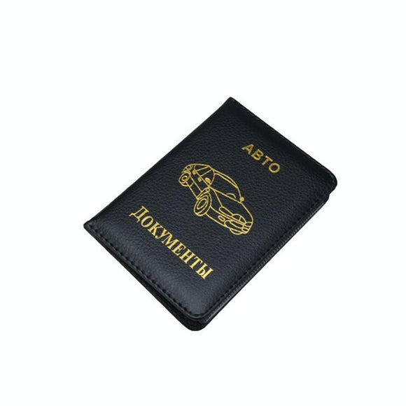 NNEDSZ Russian Driver License Holder Genuine Leather Case - Black