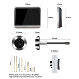 NNEDSZ 1080P Wifi Smart Cat Eye Video Doorbell With 4.3 Colour Screen And Hidden Graffiti Design - White