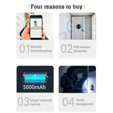 NNEDSZ 1080P Wifi Smart Cat Eye Video Doorbell With 4.3 Colour Screen And Hidden Graffiti Design - White