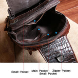 NNEDSZ Men Cowhide Crocodile Texture Crossbody Chest Bag One Shoulder Design - Crocodile Head