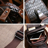 NNEDSZ Men Cowhide Crocodile Texture Crossbody Chest Bag One Shoulder Design - Crocodile Head