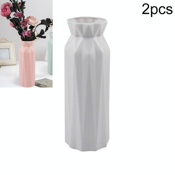 NNEDSZ 2-pack Plastic Round Vases - Simple Anti-fall Home Decor Ornaments - Gray