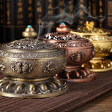 NNEDSZ Large Pale Red Eight Treasure Incense Burner Decoration