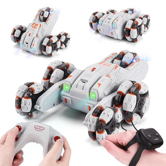 NNEDSZ 360-Degree Swing Arm Rc Car - Double Control 2.4G Multifunctional Five-Wheeled - Grey