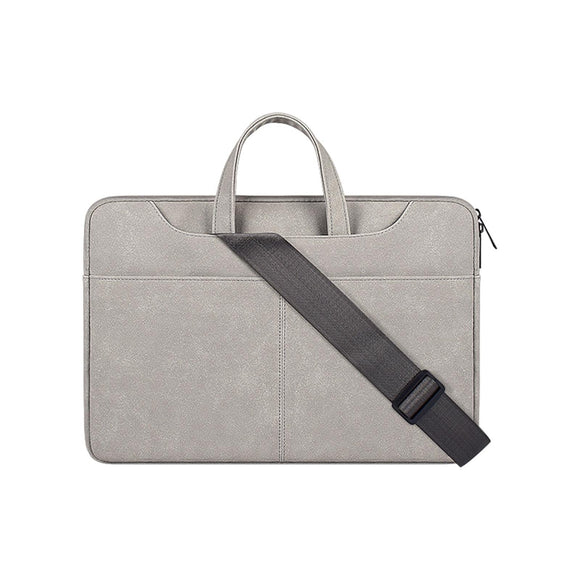 NNEDSZ 15.6 Inch Detachable Shoulder Laptop Bag - Frosted Pu Business - Light Gray