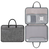 NNEDSZ Waterproof Leather Computer Bag - 15 / 15.6 / 16 Inches Fully Open & Portable - Gray Black