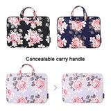 NNEDSZ 15 Inch Laptop Case Bag with White Rose Pattern and Handle - Black
