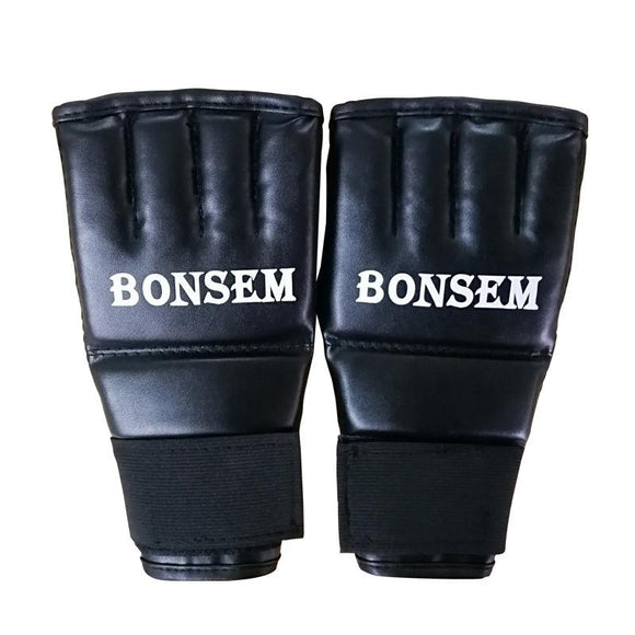 NNEDSZ Adults Half-Finger Leather Boxing Gloves - Black