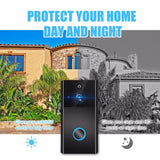 NNEDSZ Smart Wifi Video Doorbell With Night Vision & Motion Detection - Black