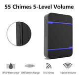 NNEDSZ Wireless Waterproof Doorbell Receiver - 110Db Low Power 300M Range 53 Music Options Night Light - Black