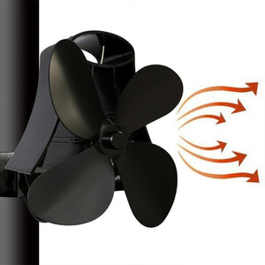 NNEDSZ 4-Blade Heat Powered Fireplace Stove Fan - Aluminum