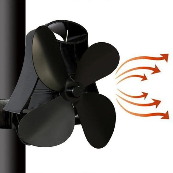 NNEDSZ 4-Blade Heat Powered Fireplace Stove Fan - Aluminum