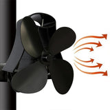 NNEDSZ 4-Blade Heat Powered Fireplace Stove Fan - Aluminum