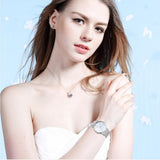 NNEDSZ Stylish Women Quartz Watch With Stainless Steel Band - Round Dial Silver Alloy Case - Wa0730C