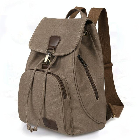 NNEDSZ Women Canvas Laptop Backpack - Compact and Stylish - Coffee