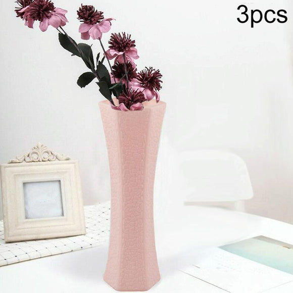 NNEDSZ 3-piece Plastic Hydroponic Vase Set for Creative Home Decor - Pink