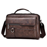 NNEDSZ Leather Men Shoulder Bag Business Laptop Case Retro Design - Dark Brown