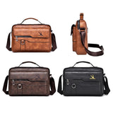 NNEDSZ Leather Men Shoulder Bag Business Laptop Case Retro Design - Dark Brown