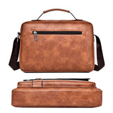NNEDSZ Leather Men Shoulder Bag Business Laptop Case Retro Design - Dark Brown