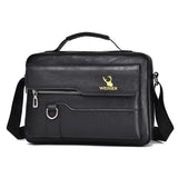 NNEDSZ Leather Men Shoulder Bag Business Laptop Case Retro Design - Dark Brown