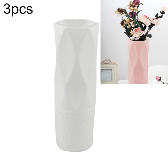 NNEDSZ 3-piece Plastic Vase Set for Dry and Wet Flower Arrangements and Floral Decor - White