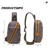 NNEDSZ Canvas & Leather Men Chest Bag Crossbody & Waist Bag Combo - Khaki