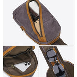 NNEDSZ Canvas & Leather Men Chest Bag Crossbody & Waist Bag Combo - Khaki