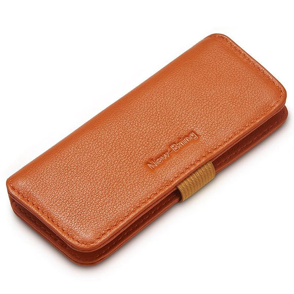 NNEDSZ Leather Key Case With Pull Out Coin Purse Compact Key Storage For Men And Women - Orange