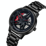 NNEDSZ Men 360 Degree Hollow Spinning Dial Quartz Watch With Steel Strap