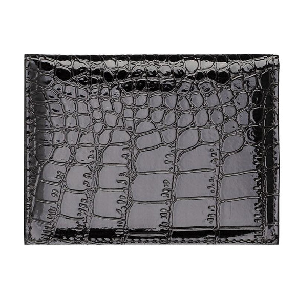 NNEDSZ Pu Crocodile Pattern Card Holder Fits Cdc Documents - Black