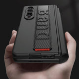 NNEDSZ Samsung Galaxy Z Fold 4 Shockproof Magnetic Fold Case With Wrist Strap - Black