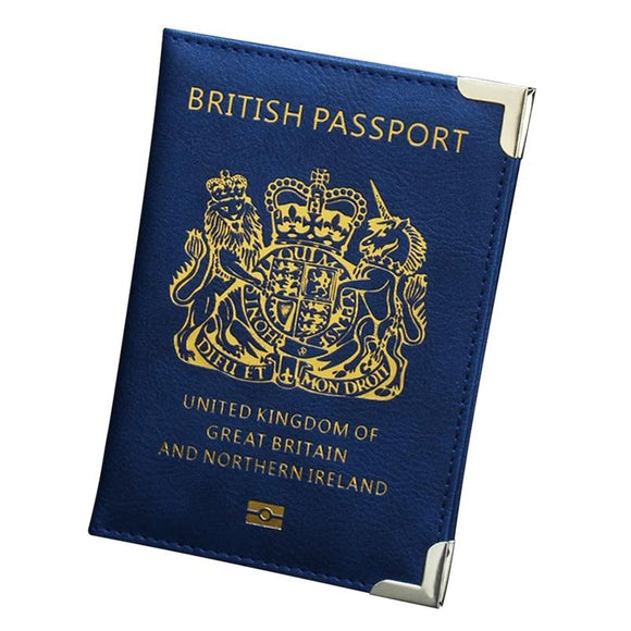 NNEDSZ Dark Blue Leather Passport Cover With Metal Feet