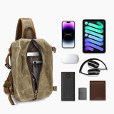 NNEDSZ Retro Waxed Canvas Chest Bag Large Capacity Shoulder Crossbody Bag For Men - Blue