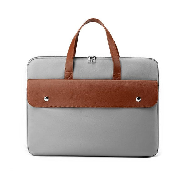 NNEDSZ Stylish Pu Leather Laptop Bag - Briefcase Cover - Grey - 14 Inch