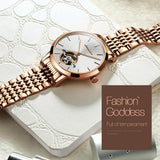 NNEDSZ Waterproof Automatic Mechanical Watch For Women With Simple Hollow Design