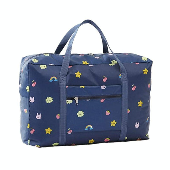 NNEDSZ Waterproof Foldable Travel Bag - Compact & Durable - Navy Blue Rainbow
