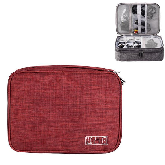NNEDSZ 5-inch Digital Earphone Storage Bag - Multifunctional - Wine Red
