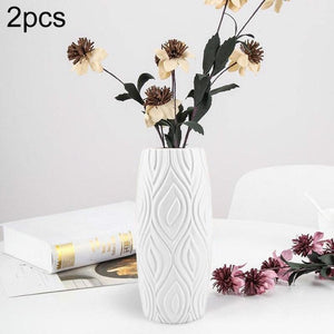 NNEDSZ 2-piece Plastic Vase Set for Creative Flower Arrangements Wet and Dry Decor - Milk White